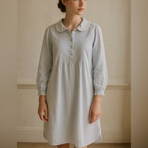 Laura Ashley Lace Trim Nightshirt Dress Cottagecore Small soft blue prairie